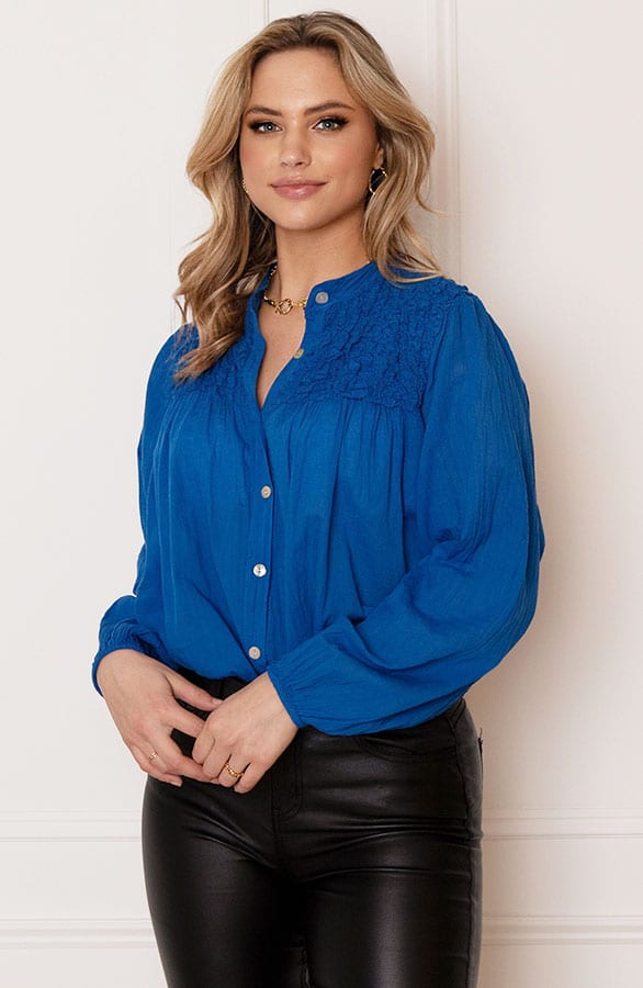 Katoenen Knopen Blouse Zoya Kobalt – shoparchief — foto 4