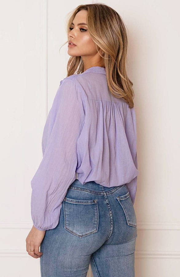 Katoenen Knopen Blouse Zoya Lila – shoparchief — foto 4