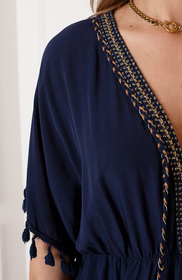 V-hals Lurex Jurk Maris Marine – alle jurkjes — foto 8