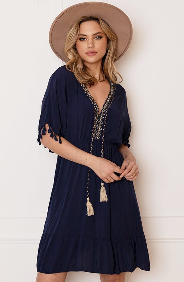V-hals Lurex Jurk Maris Marine – alle jurkjes — foto 4