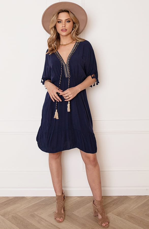 V-hals Lurex Jurk Maris Marine – alle jurkjes — foto 9