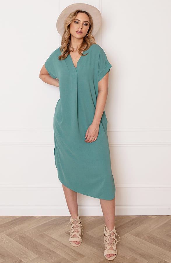 V-hals Midi Jurk Lilly Mint – shoparchief — foto 7