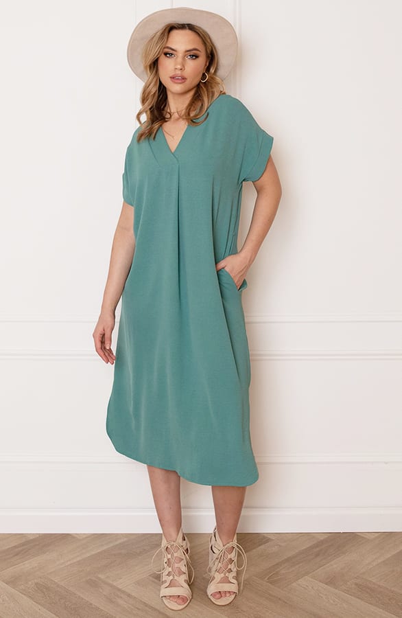 V-hals Midi Jurk Lilly Mint – shoparchief — foto 8