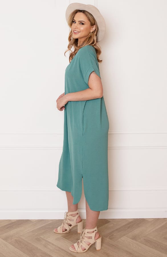 V-hals Midi Jurk Lilly Mint – shoparchief — foto 9