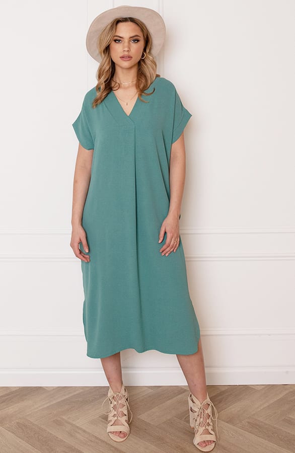 V-hals Midi Jurk Lilly Mint – shoparchief — foto 10