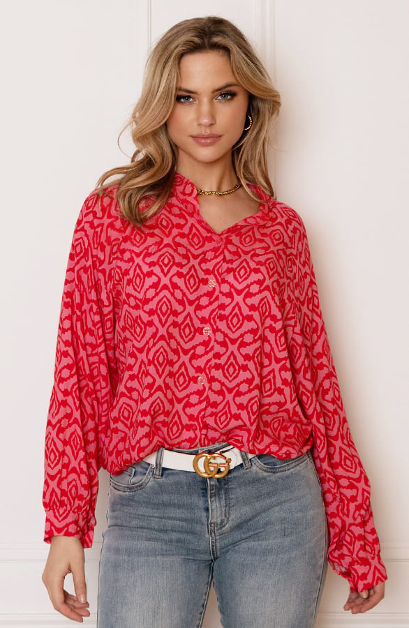 Aztec Print Blouse Julia Roze Rood – shoparchief — foto 5
