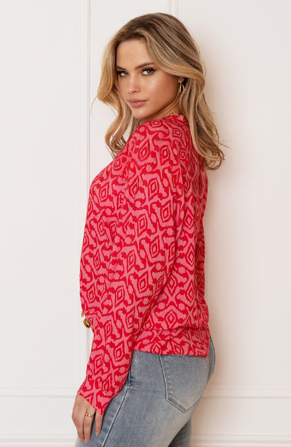 Aztec Print Blouse Julia Roze Rood – shoparchief — foto 6
