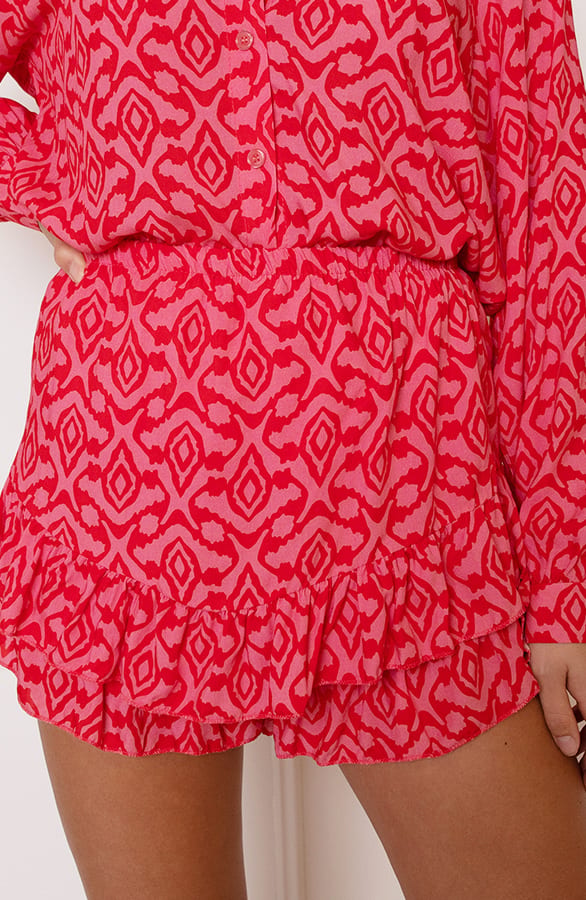 Aztec Print Skort Julia Roze Rood – shoparchief — foto 11