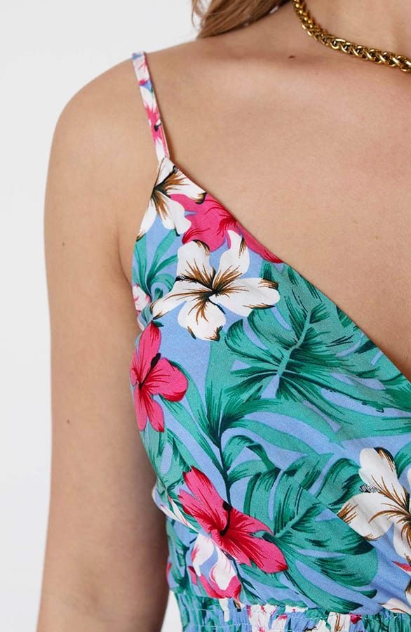 Bloemen Spaghetti Jurk Jacky Kort Blauw – shoparchief — foto 5
