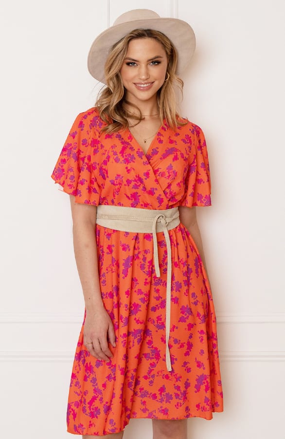 Bloemenprint Jurk Nikkie Oranje Paars – alle jurkjes — foto 7