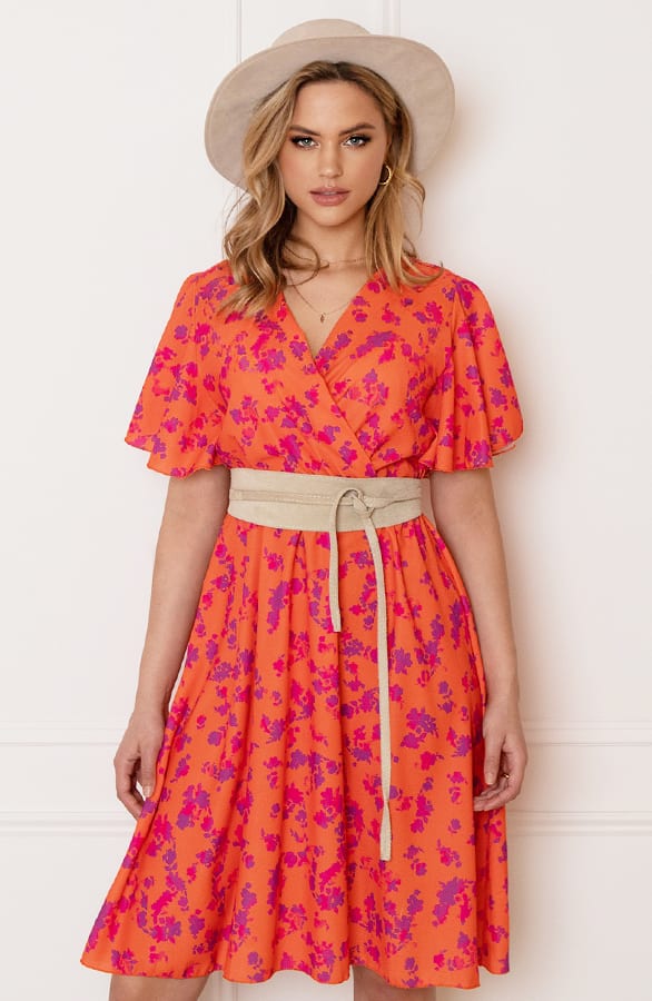 Bloemenprint Jurk Nikkie Oranje Paars – alle jurkjes — foto 9