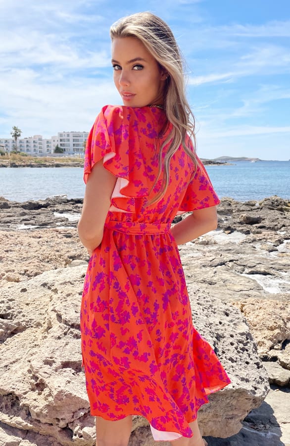 Bloemenprint Jurk Nikkie Oranje Paars – alle jurkjes — foto 4