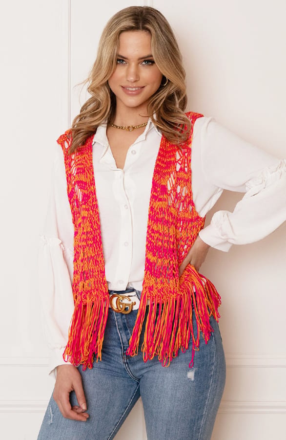 Boho Gilet Merle Fuchsia Oranje – shoparchief — foto 2