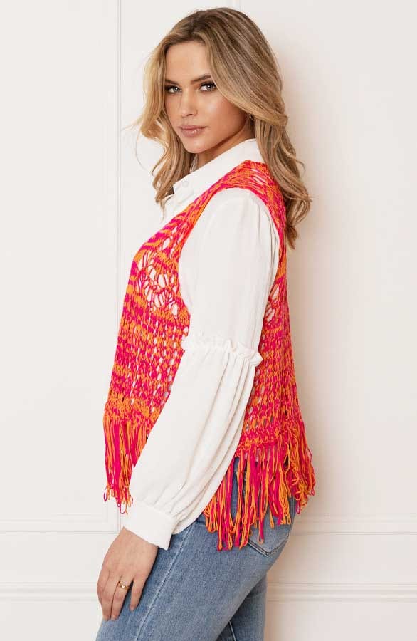 Boho Gilet Merle Fuchsia Oranje – shoparchief — foto 4