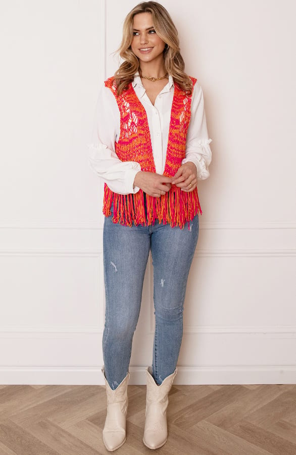 Boho Gilet Merle Fuchsia Oranje – shoparchief — foto 5