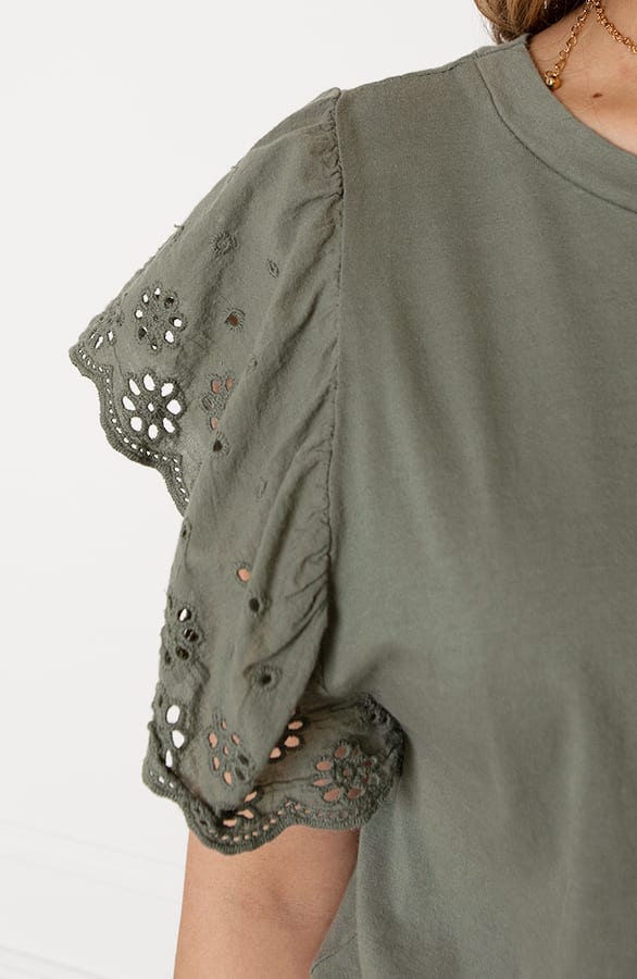 Broderie Detailed Top Leya Army – shoparchief — foto 5