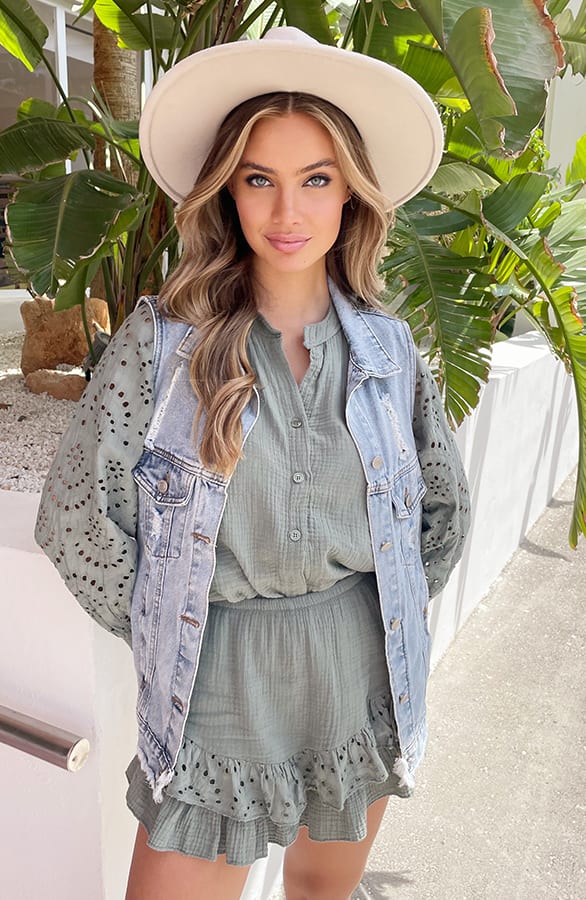 Detailed Katoenen Blouse Cleo Army – kleding — foto 3