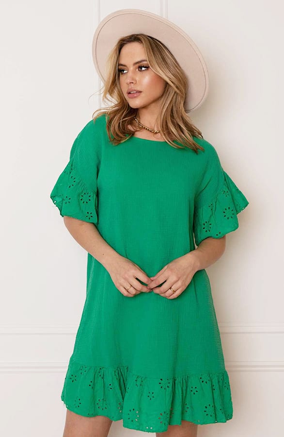 Detailed Katoenen Jurk Robin Bright Green – shoparchief — foto 3