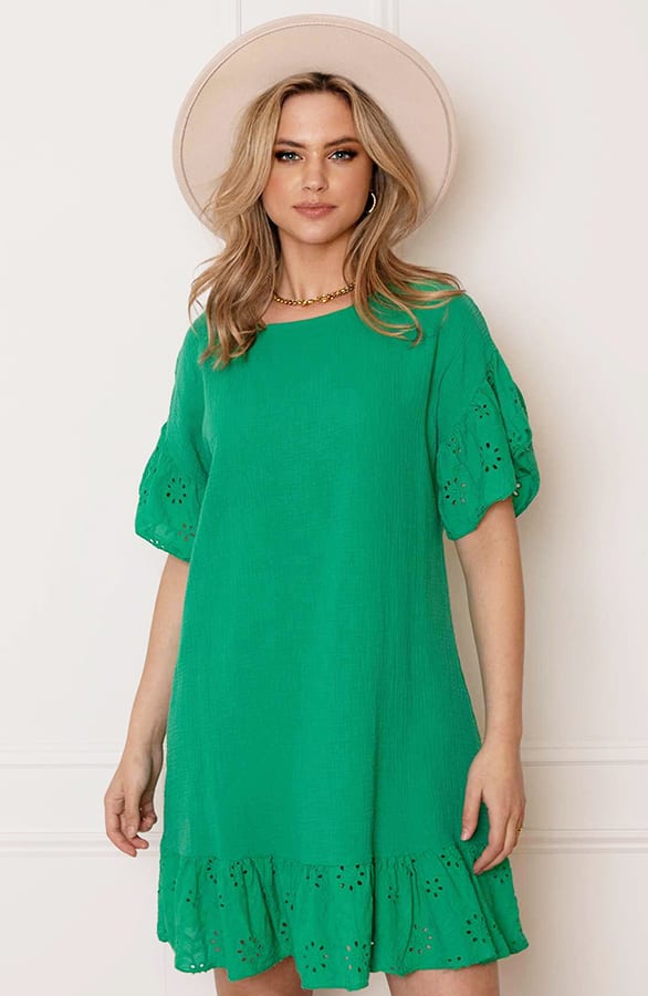 Detailed Katoenen Jurk Robin Bright Green – shoparchief — foto 2