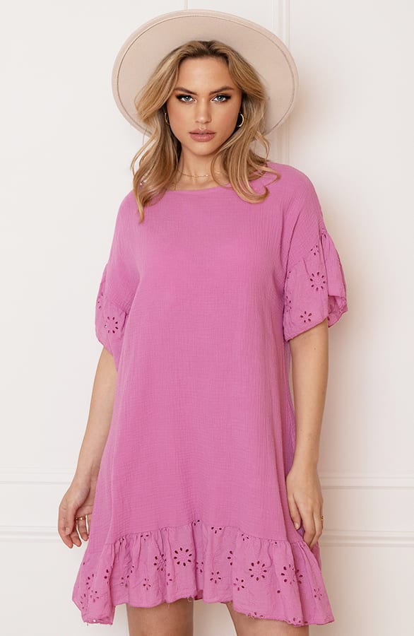 Detailed Katoenen Jurk Robin Roze – shoparchief — foto 4