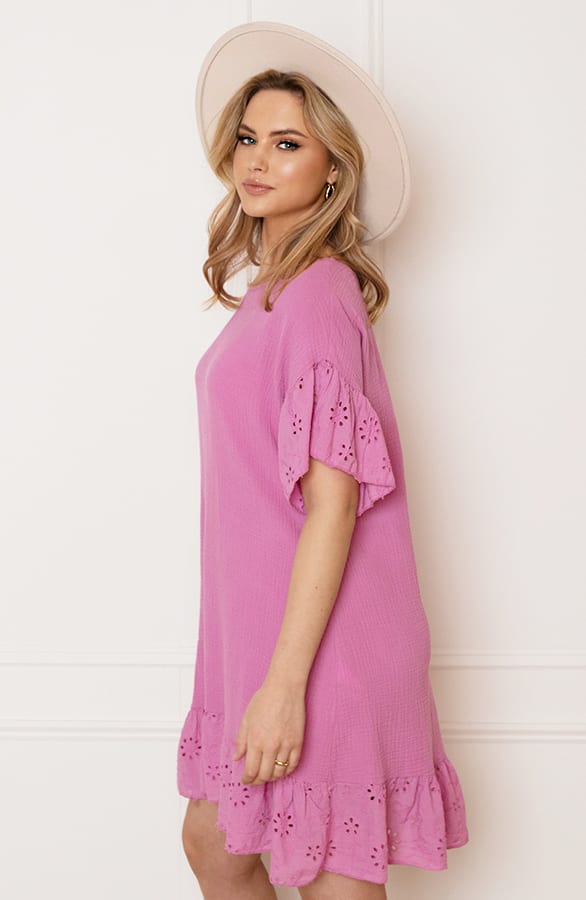 Detailed Katoenen Jurk Robin Roze – shoparchief — foto 6
