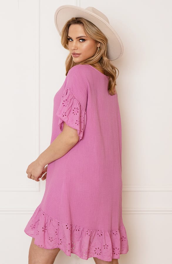 Detailed Katoenen Jurk Robin Roze – shoparchief — foto 7