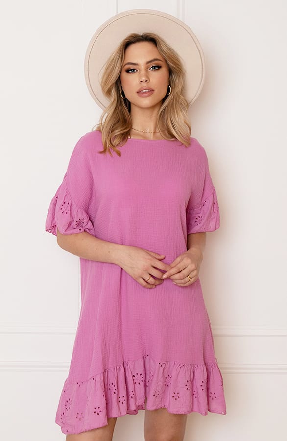Detailed Katoenen Jurk Robin Roze – shoparchief — foto 5