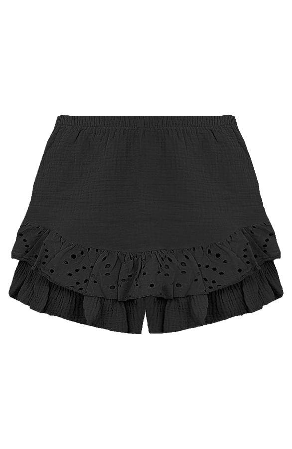 Detailed Katoenen Skort Cleo Zwart – skorts — foto 5