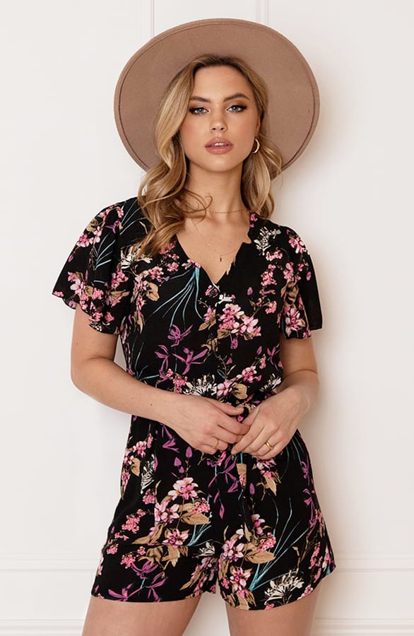 Floral Print Playsuit Sarina Roze Zwart – shoparchief — foto 6