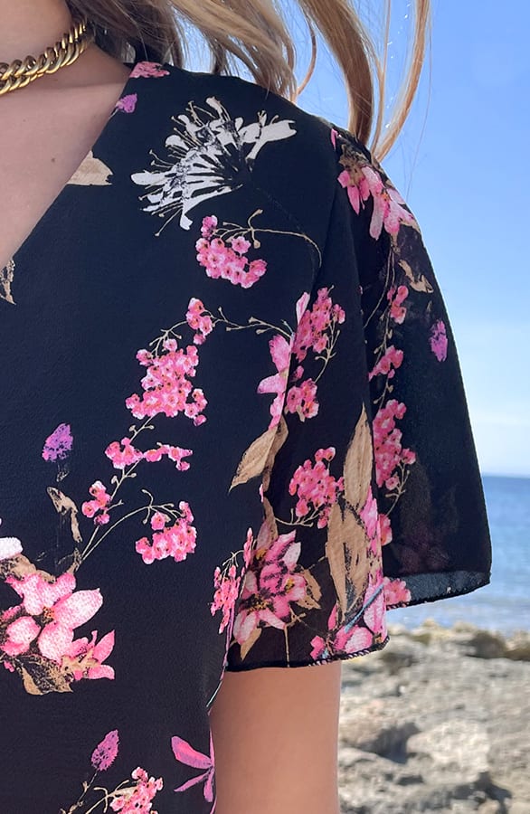 Floral Print Playsuit Sarina Roze Zwart – shoparchief — foto 4