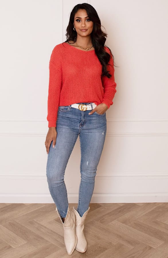 Gehaakte Trui Lage Rug Joelle Koraal – shoparchief — foto 5