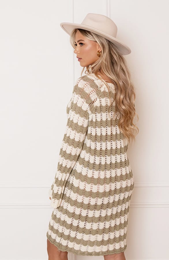 Gehaakte Wavy Jurk Maura Army Ecru – shoparchief — foto 4