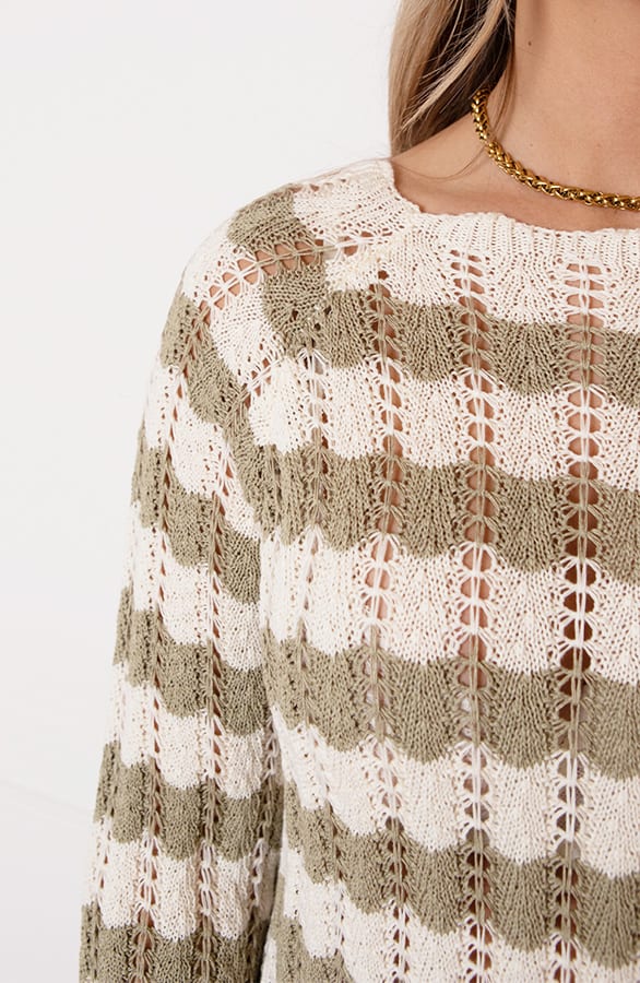 Gehaakte Wavy Jurk Maura Army Ecru – shoparchief — foto 5