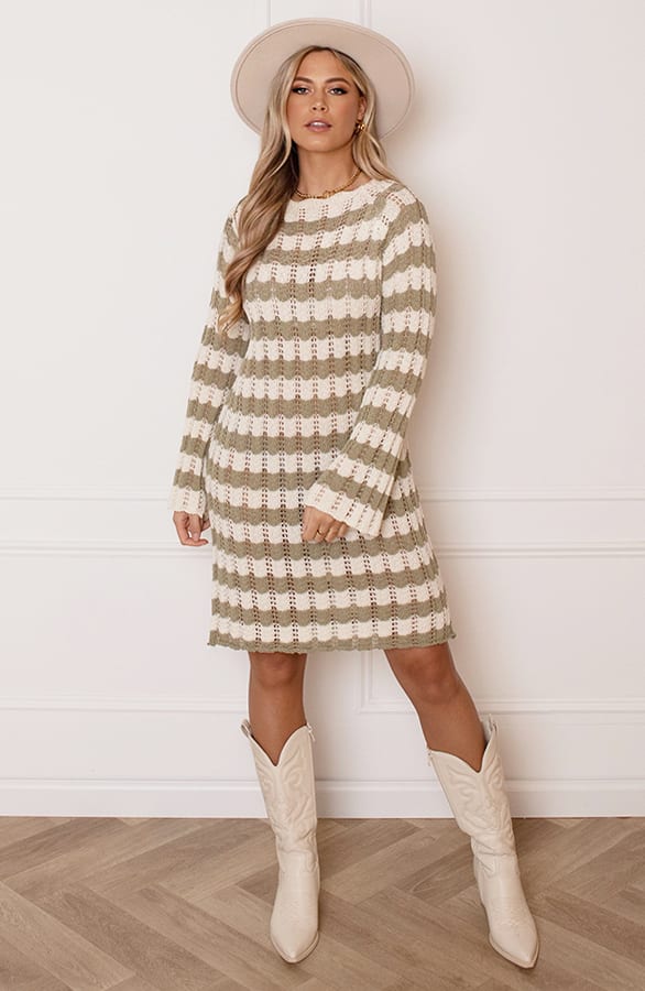 Gehaakte Wavy Jurk Maura Army Ecru – shoparchief — foto 6