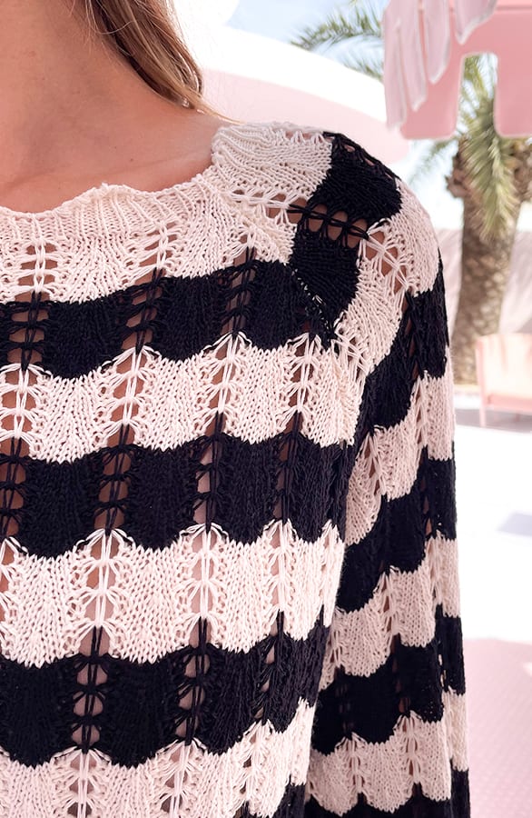 Gehaakte Wavy Jurk Maura Zwart Ecru – shoparchief — foto 5