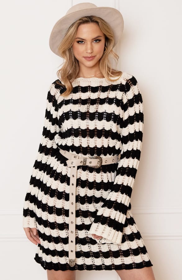 Gehaakte Wavy Jurk Maura Zwart Ecru – shoparchief — foto 6