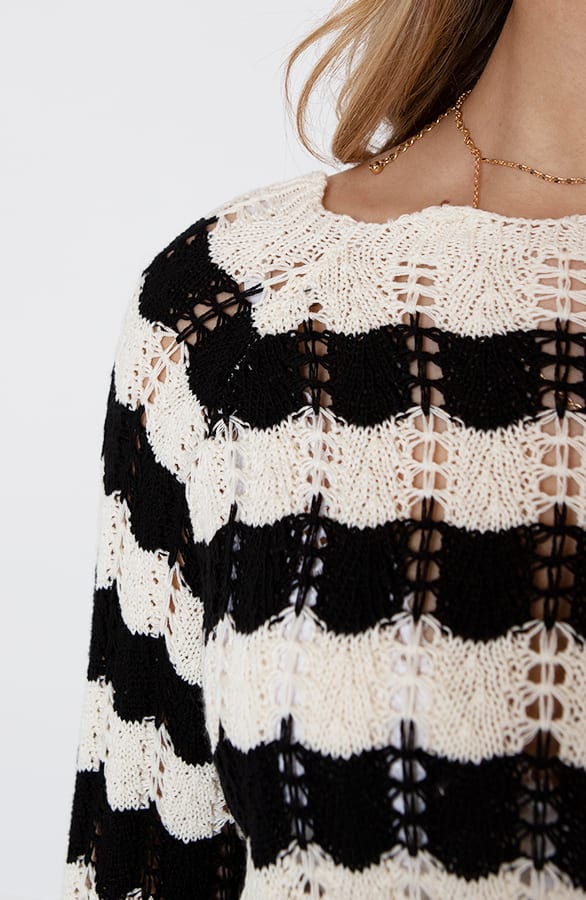 Gehaakte Wavy Jurk Maura Zwart Ecru – shoparchief — foto 10