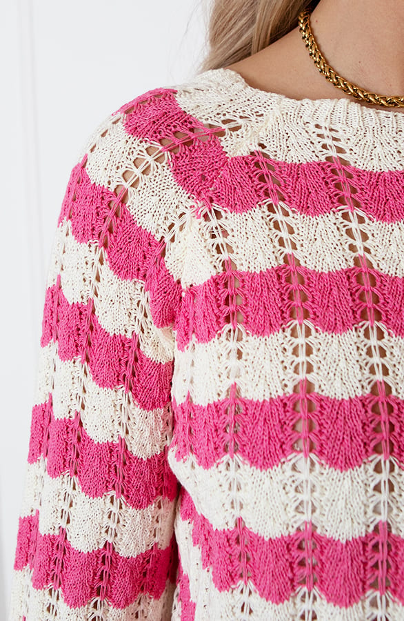 Gehaakte Wavy Top Crissie Roze Ecru – shoparchief — foto 5