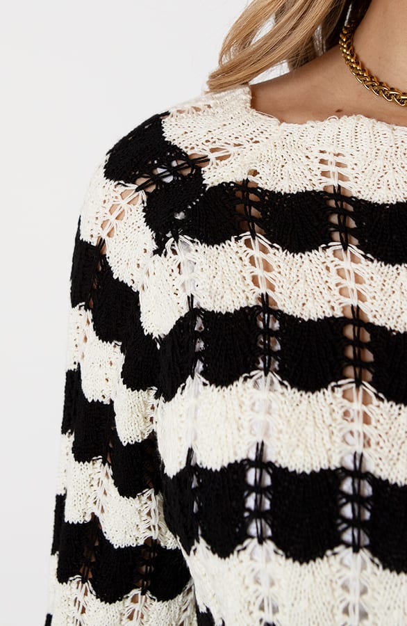 Gehaakte Wavy Top Crissie Zwart Ecru – shoparchief — foto 6