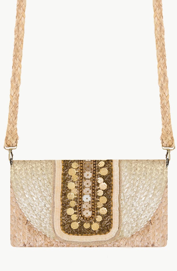 Gevlochten Boho Tas Gia Beige Goud β shoparchief