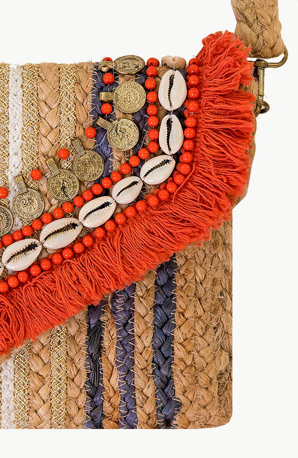 Gevlochten Boho Tas Gia Oranje – shoparchief — foto 2
