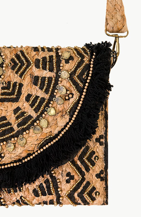 Gevlochten Boho Tas Gia Zwart – shoparchief — foto 2