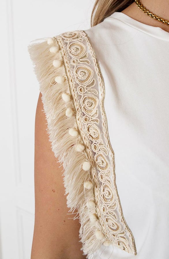 Gouden Detail Top Aileen Ecru Beige – shoparchief — foto 12