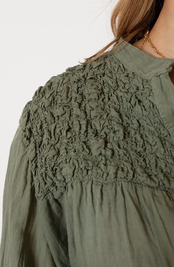 Katoenen Knopen Blouse Zoya Army – shoparchief — foto 6