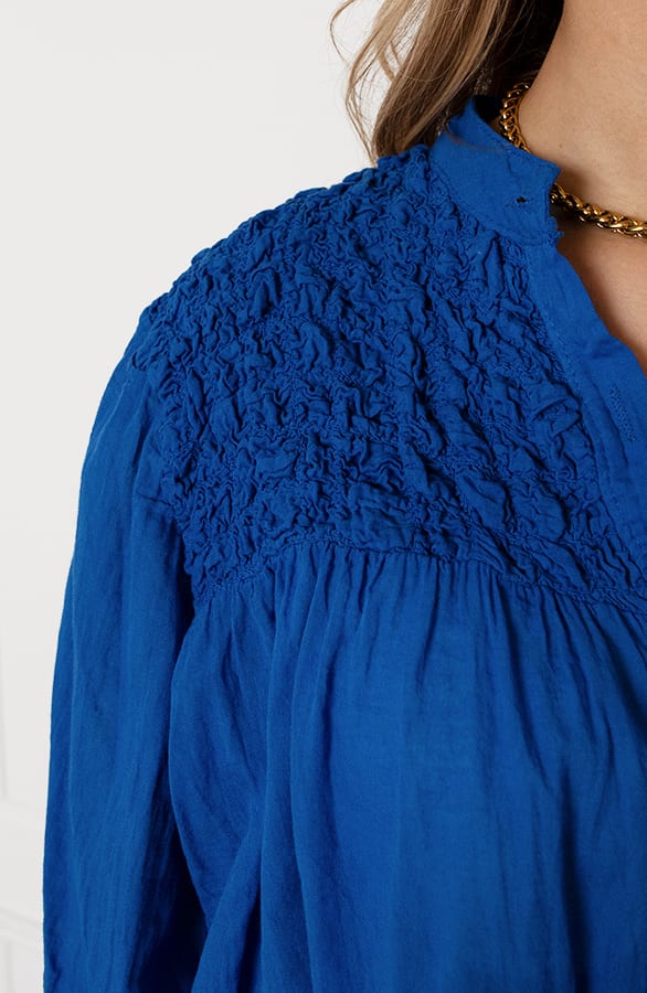 Katoenen Knopen Blouse Zoya Kobalt – shoparchief — foto 7