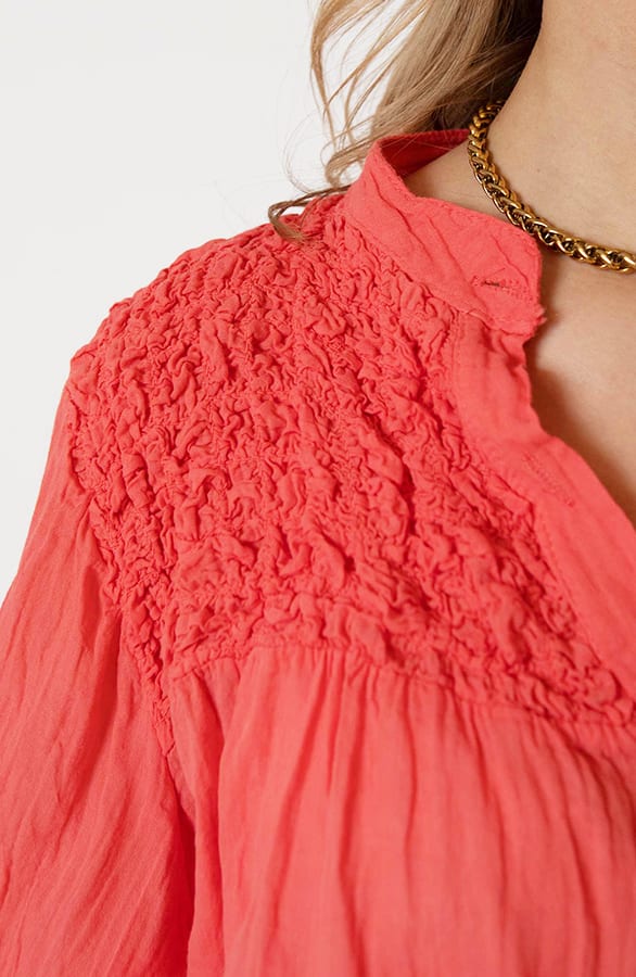 Katoenen Knopen Blouse Zoya Koraal – shoparchief — foto 6