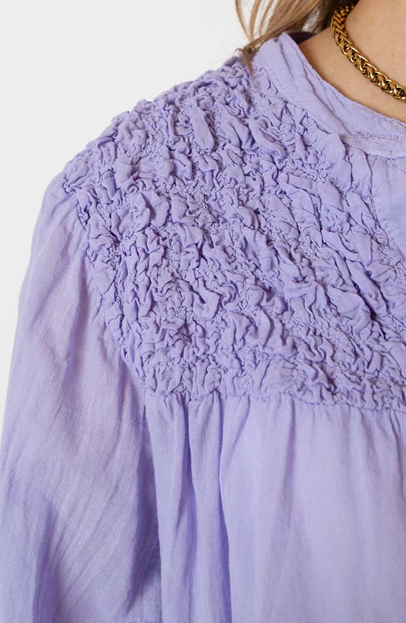 Katoenen Knopen Blouse Zoya Lila – shoparchief — foto 5