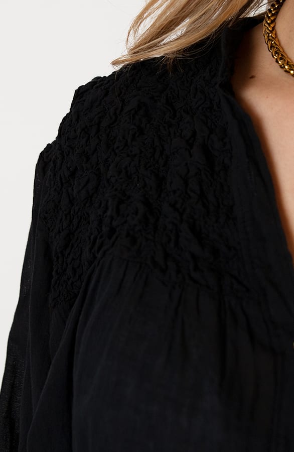 Katoenen Knopen Blouse Zoya Zwart – shoparchief — foto 5