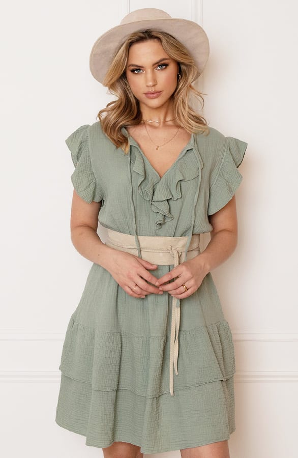 Katoenen Ruches Jurk Dunja Army – shoparchief — foto 5