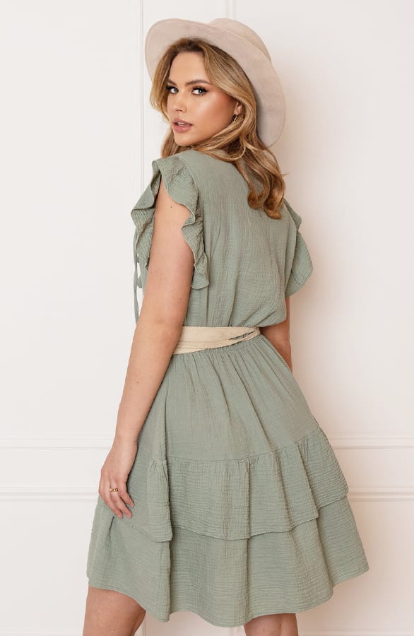 Katoenen Ruches Jurk Dunja Army – shoparchief — foto 8